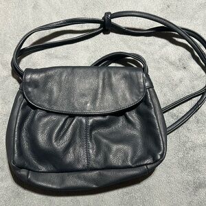 Navy Blue Leather Crossbody Pocketbook